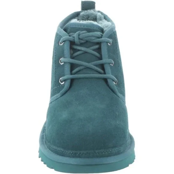 👑Men Ankle Chukka Boots Blue Leather Modern Classic Comfort Lace Up Round Toe